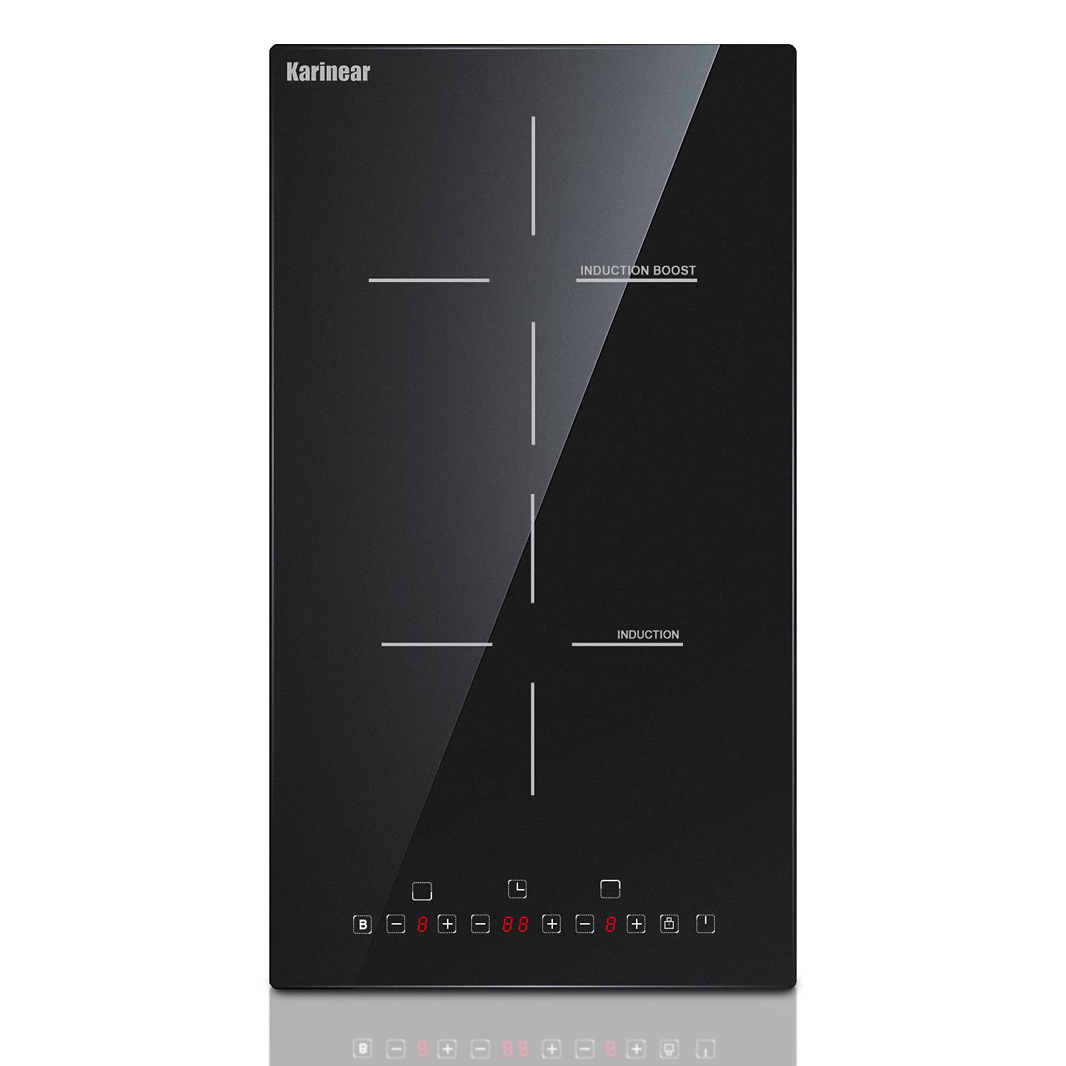 Timer Dual Outlet - Karinear 12 inch inductiekookplaat, 2-pits inbouw
