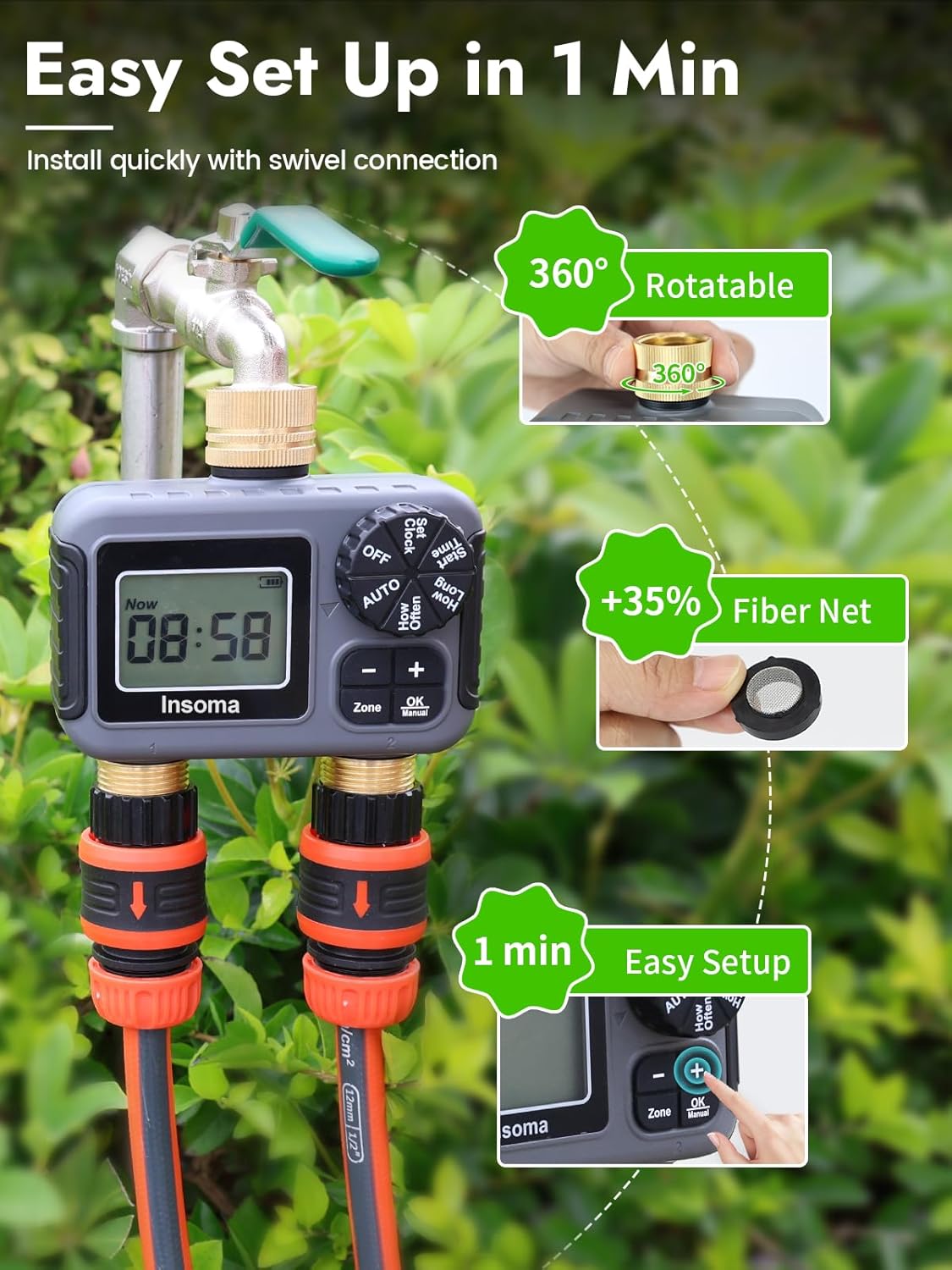 Dubbele uitlaten Slim irrigati - Timer Dual Outlet recensie en prijs